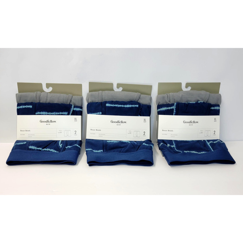 Goodfellow‎ & Co Boxer Briefs Mens XL Blue 3 Packs of 2 Underwear Each Tagless